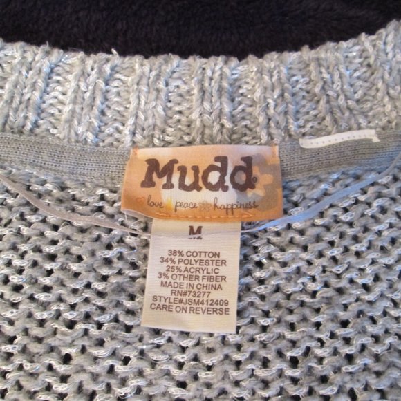 3/$25 Mudd Junior V Neck Silver Sequin Sweater - Picture 2 of 3